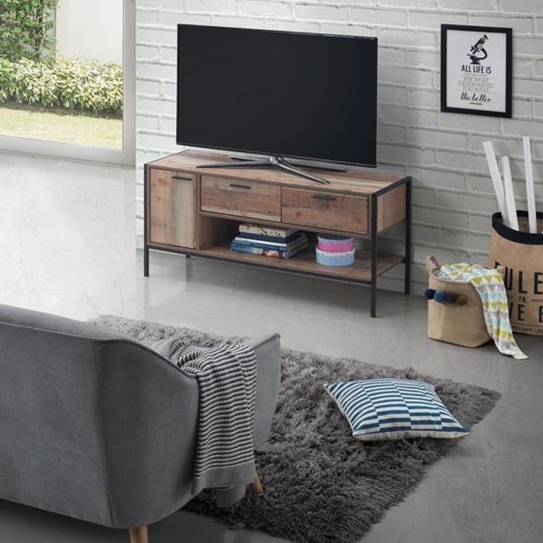 Industrial Rustic Oak Effect TV Unit