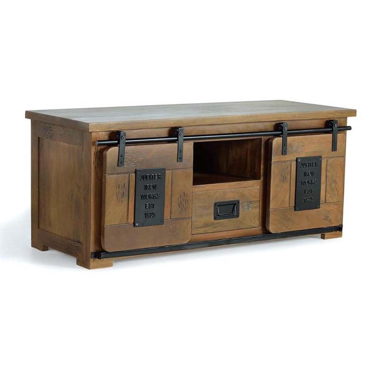 Iron Works TV Unit - Mango Wood - Storage - Large
