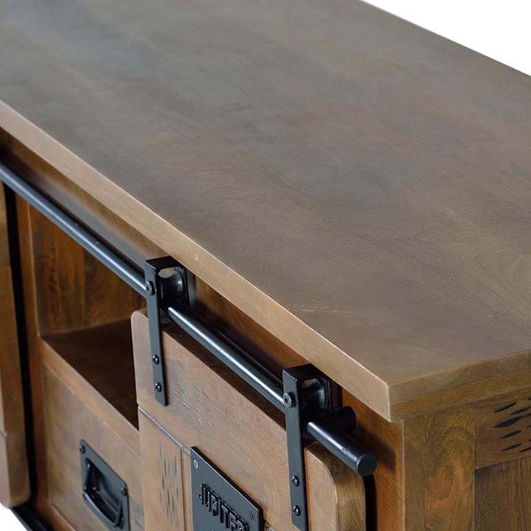 Iron Works TV Unit - Mango Wood - Storage