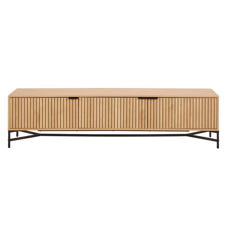 Jaipur TV Unit - 3 Door - Large - Fluted - Oak