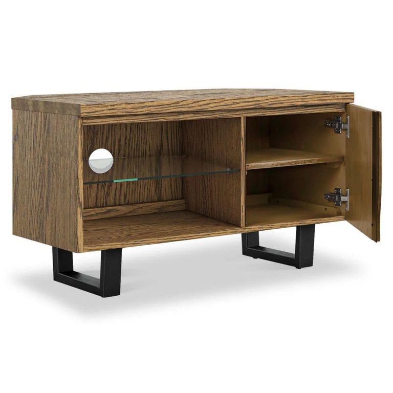 Jersey TV Unit - 1 Door Corner - Industrial Style - Oak