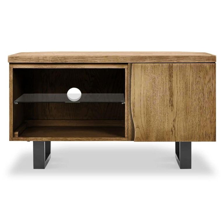Jersey TV Unit - 1 Door Corner - Industrial Style - Oak