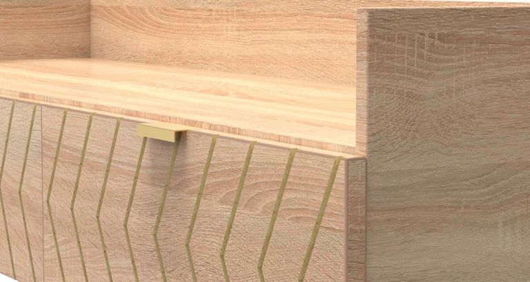 Jigsaw Oak Effect 130cm TV Unit with Gold Hairpin Legs