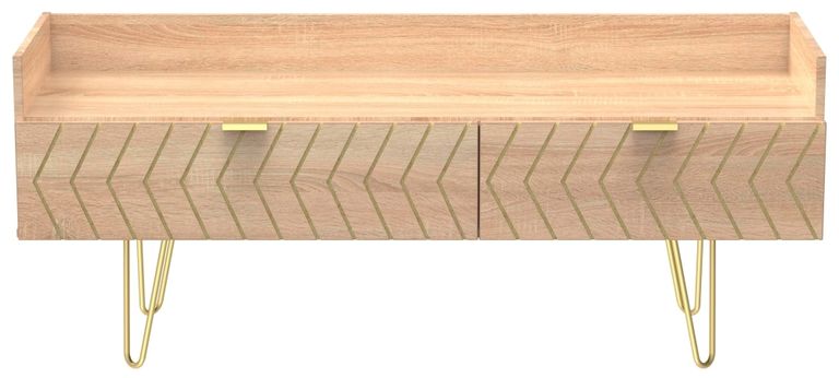 Jigsaw Oak Effect 130cm TV Unit with Gold Hairpin Legs