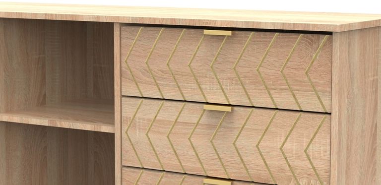 Jigsaw Oak Effect 150cm TV Unit with Gold Hairpin Legs