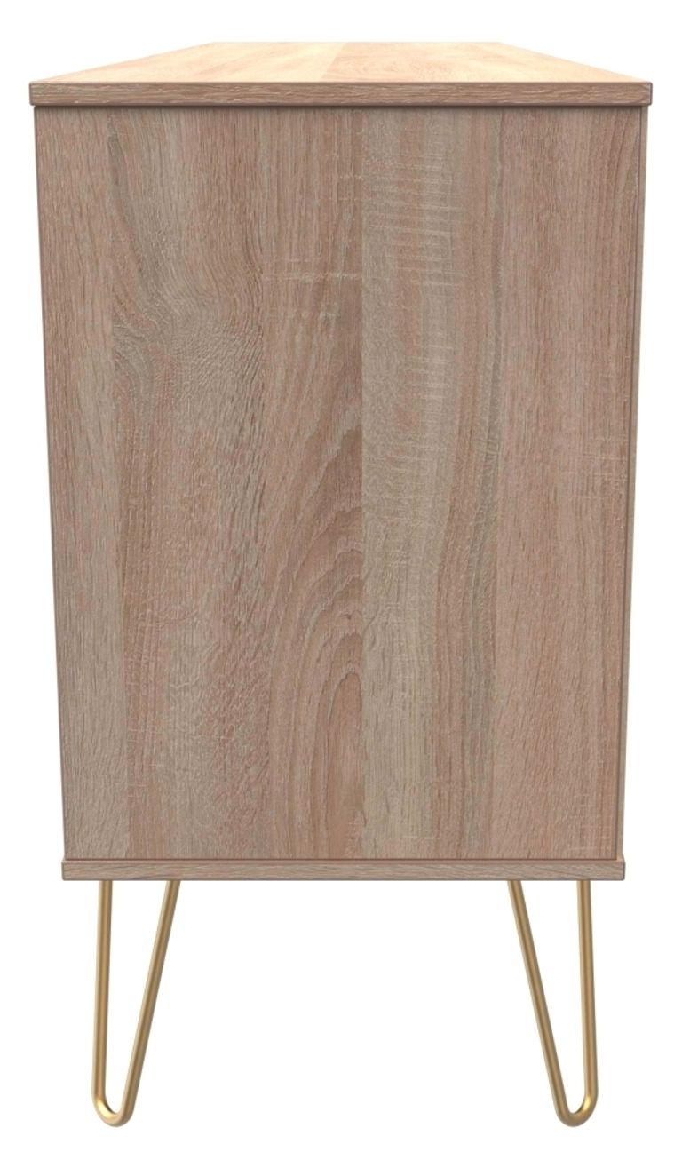 Jigsaw White and Oak Effect 150cm TV Unit with Gold Hairpin Legs