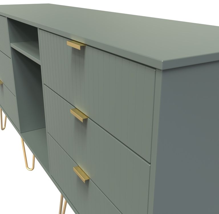 Linear Green 150cm TV Unit with Hairpin Legs