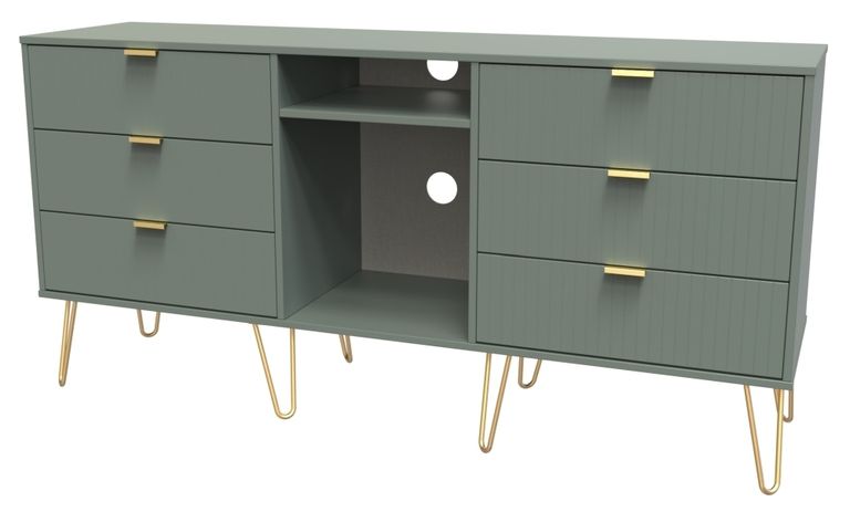 Linear Green 150cm TV Unit with Hairpin Legs