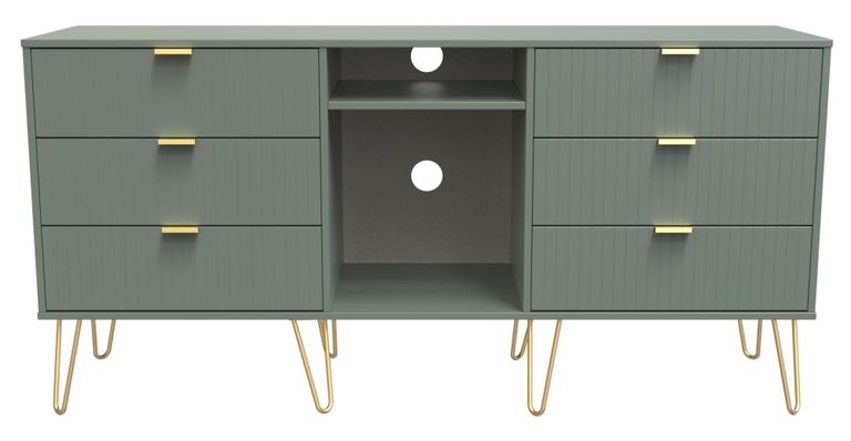 Linear Green 150cm TV Unit with Hairpin Legs
