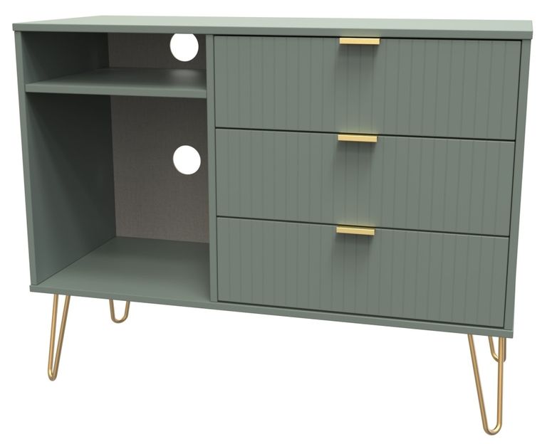 Linear Green 95cm TV Unit with Hairpin Legs
