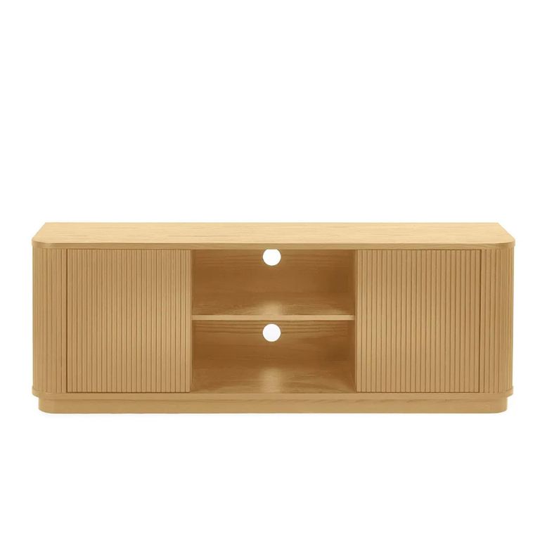 Louis TV Unit - 2 Door - Light Oak Effect - Fluted Base
