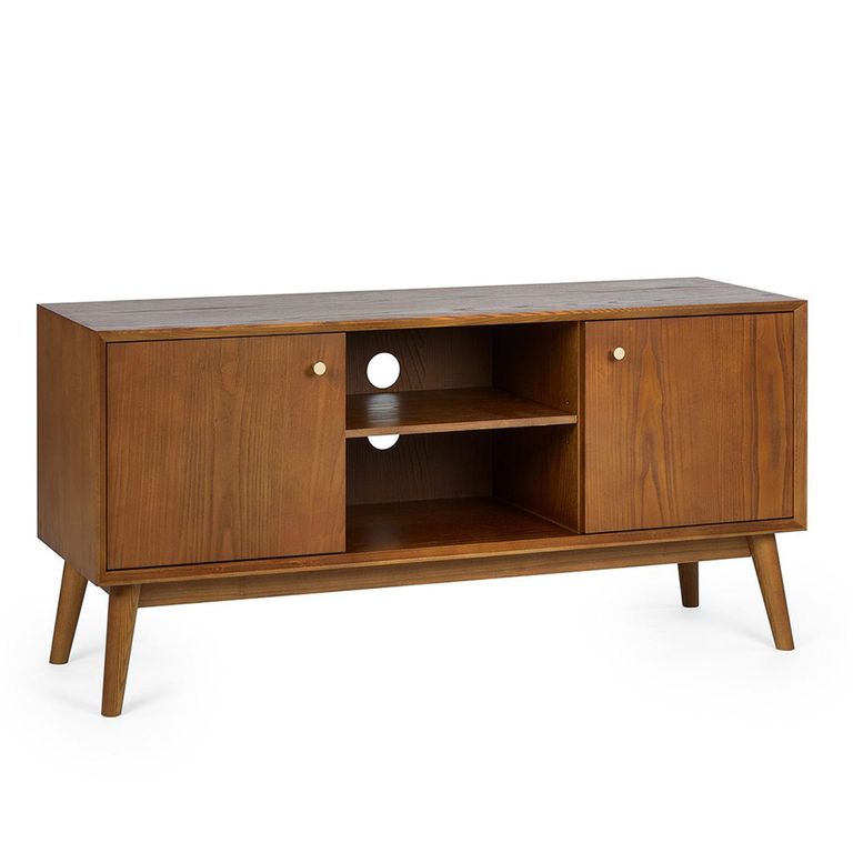 Lowry Media Unit - 120cm - Cherry Wood - Retro Style