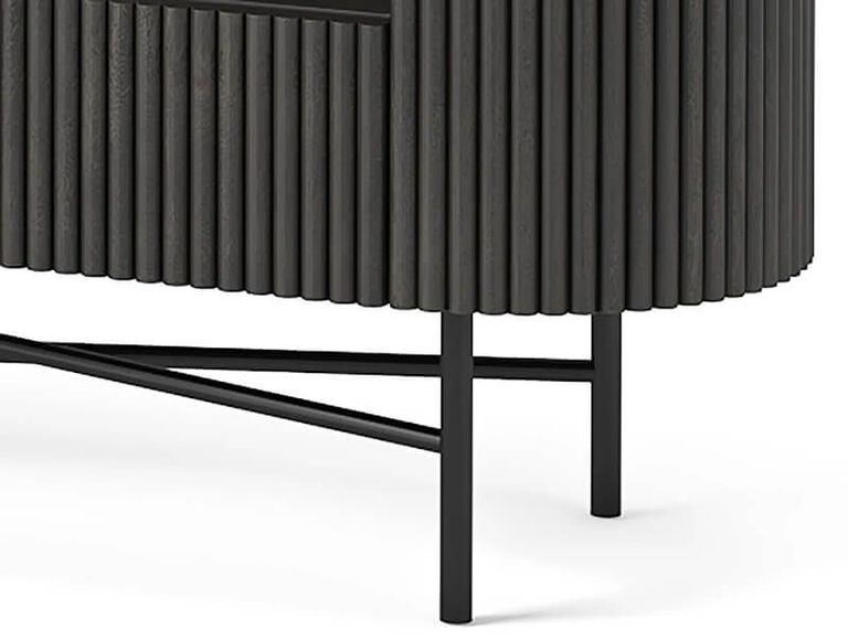 Lucas Black TV Unit - 150cm Fluted Curved - White Marble Top