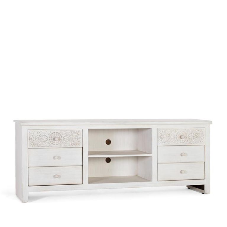 Medio Storage Large TV Unit - White Mango Wood