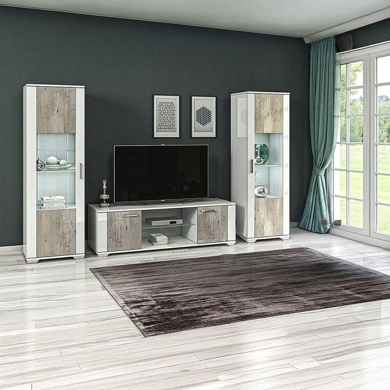 Messina White and Grey 160cm TV Unit