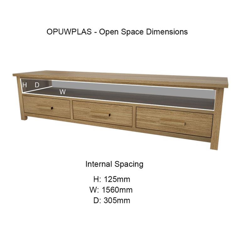 Opus Plasma TV Unit - 3 Drawer - Large - Oak