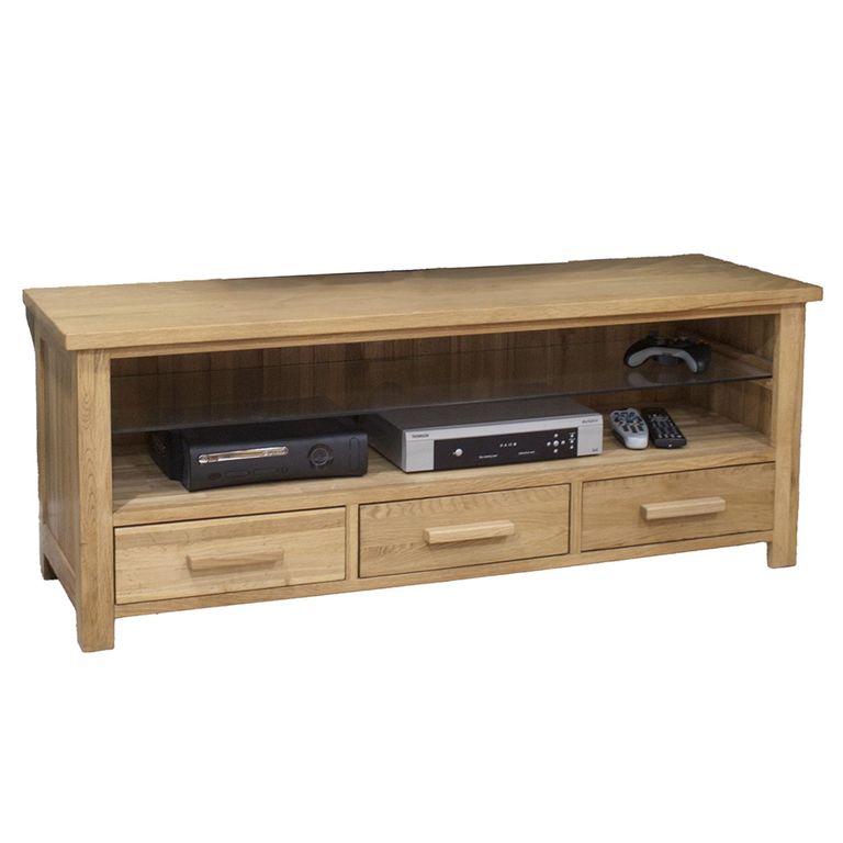 Opus Plasma TV Unit - 3 Drawer - Small - Oak