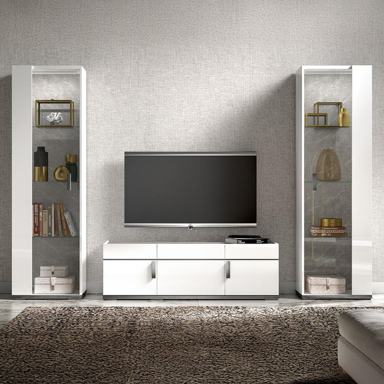 Modern Mara TV Unit - 140cm with Metal Handle - White