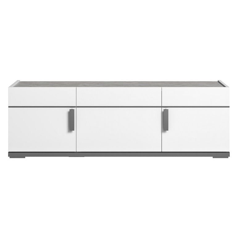 Modern Mara TV Unit - 140cm with Metal Handle - White