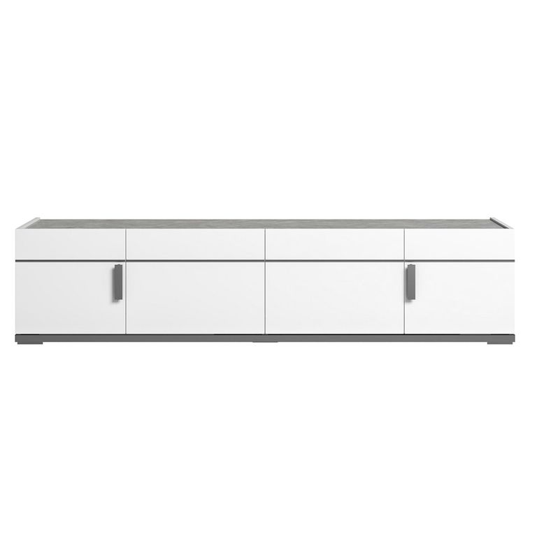 Modern Mara TV Unit - 195cm with Metal Handle - White