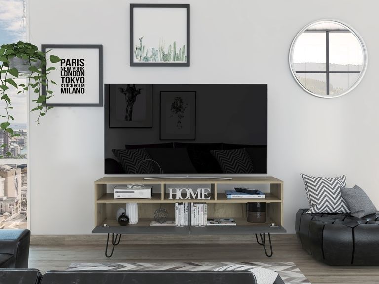 Manhattan Grey Large TV Unit with Hairpin Legs