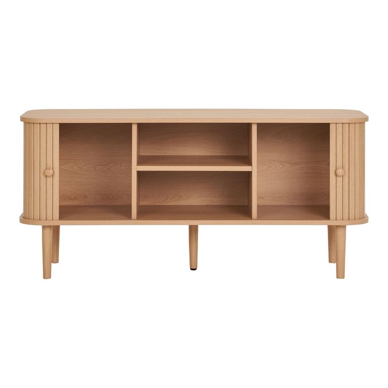 Nikko TV Unit - 2 Door - Curved - Fluted - Pine Wood