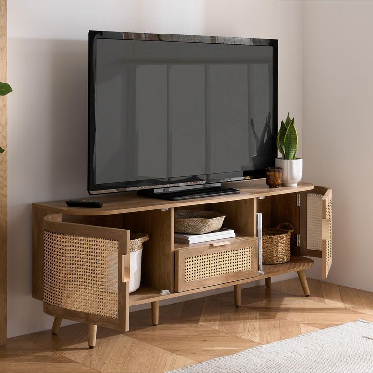 Noah TV Unit - 150cm - Oak and Rattan