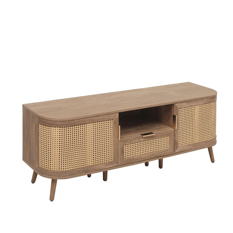 Noah TV Unit - 150cm - Oak and Rattan