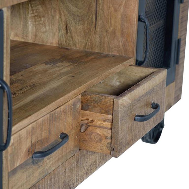 Noemi Industrial Style Mango Wood - Storage TV Unit