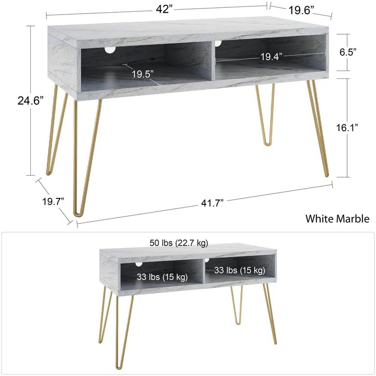 Nowata Athena White Marble Effect TV Stand upto 42in - 1748891COMNUK