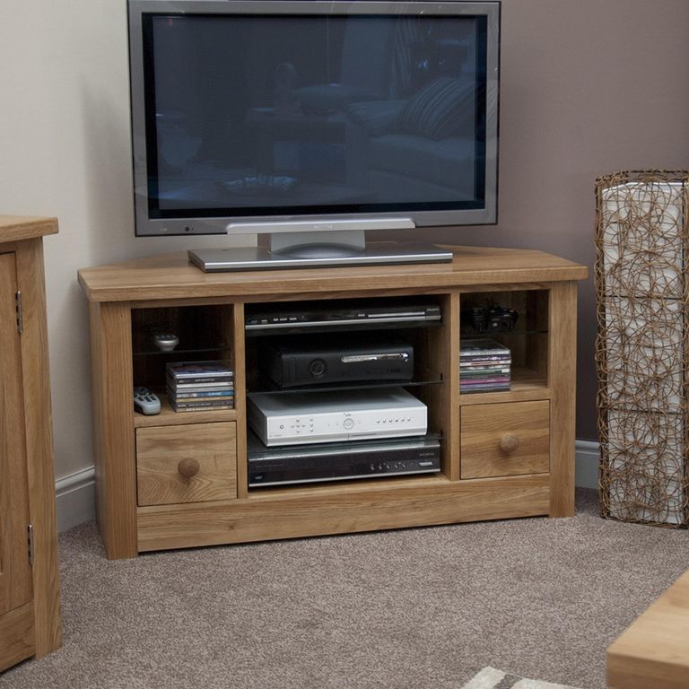 Torino Corner TV Unit - 2 Drawer - Oak