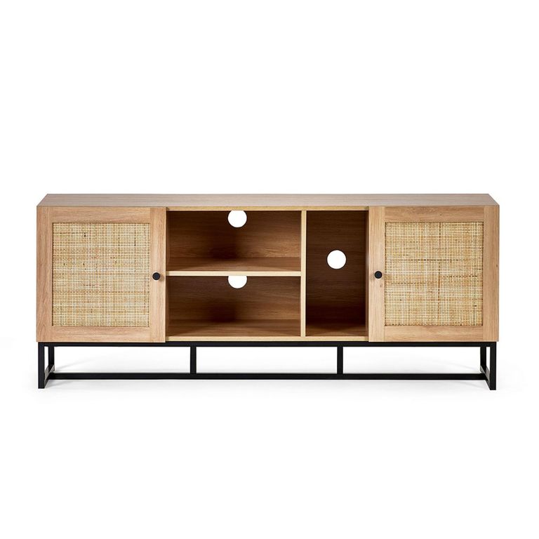 Padstow TV Unit - 150cm - Oak and Rattan