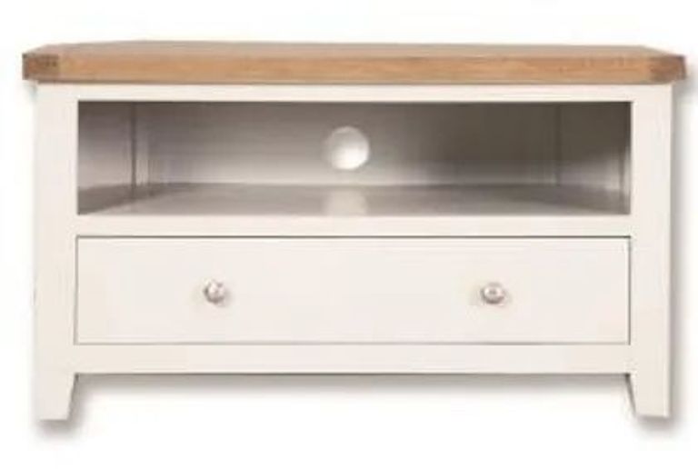 Perth White and Wood 102cm Corner TV Unit