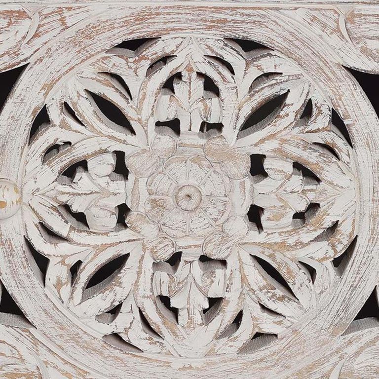 Quintana TV Unit - Washed Carved - Mango Wood - 2 Door - Large