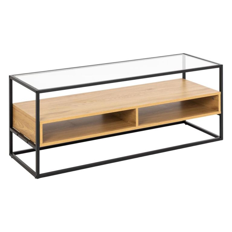 Randolf TV Unit - Clear Glass and Oak
