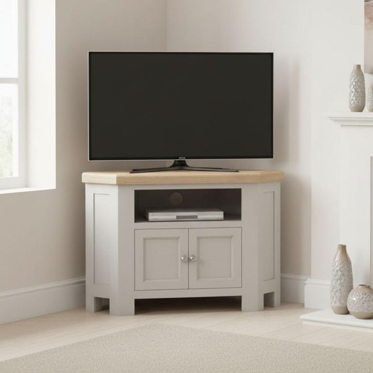 Salcombe TV Unit - 2 Door Corner - Grey Oak