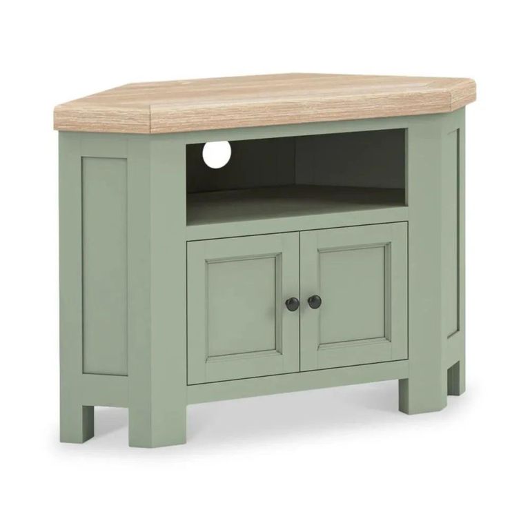 Salcombe TV Unit - 2 Door Corner - Sage Oak