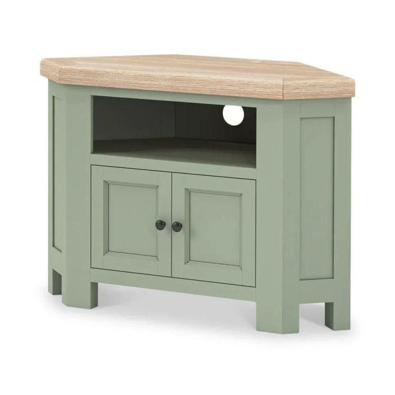 Salcombe TV Unit - 2 Door Corner - Sage Oak