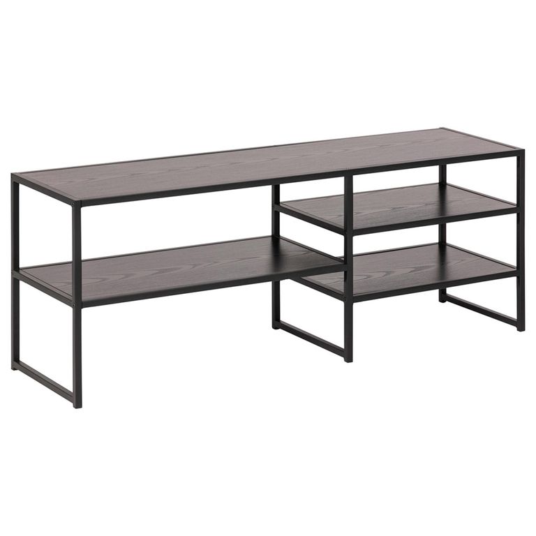 Seaford TV Unit - 120cm - Black Melamine and Metal
