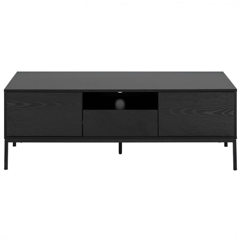 Seaford TV Unit - 2 Drawer - Storage - Black Melamine and Metal