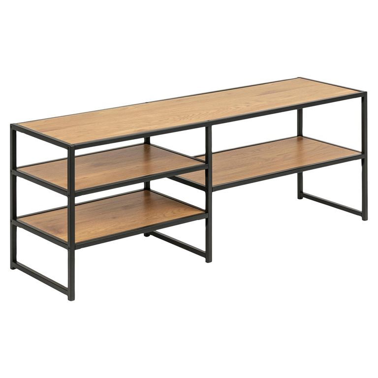 Seaford TV Unit - 120cm - Oak and Black Metal