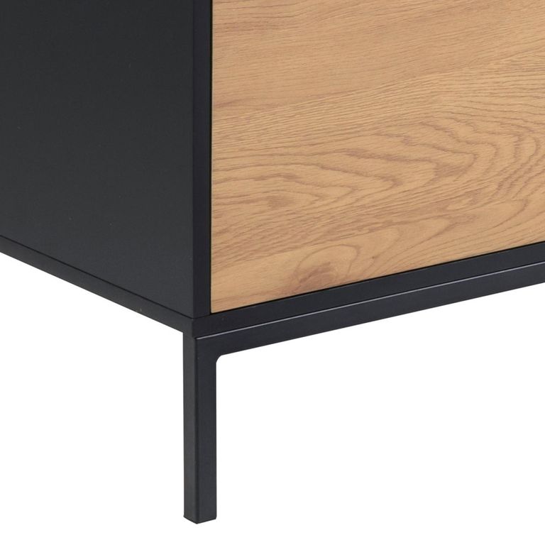 Seaford TV Unit - 2 Drawer - Storage - Oak and Black Metal