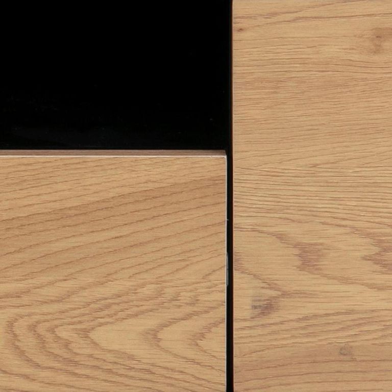 Seaford TV Unit - 2 Drawer - Storage - Oak and Black Metal