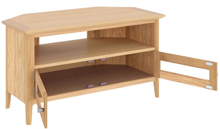 Selene Oak 90cm Glazed Corner TV Unit