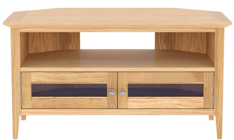 Selene Oak 90cm Glazed Corner TV Unit