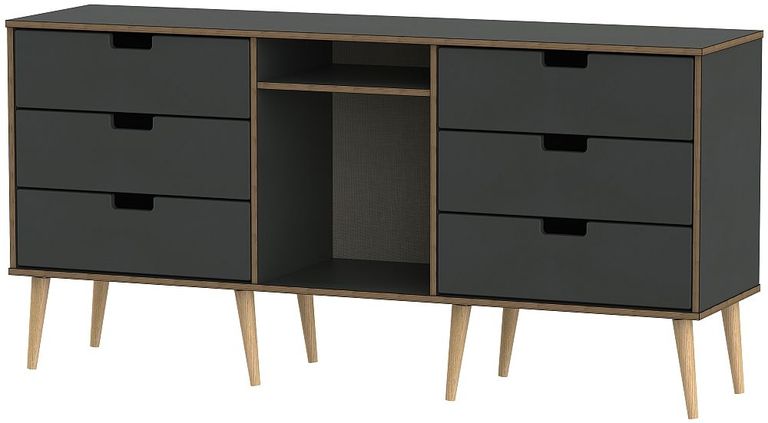 Shanghai Graphite 150cm TV Unit with Natural Wooden Legs