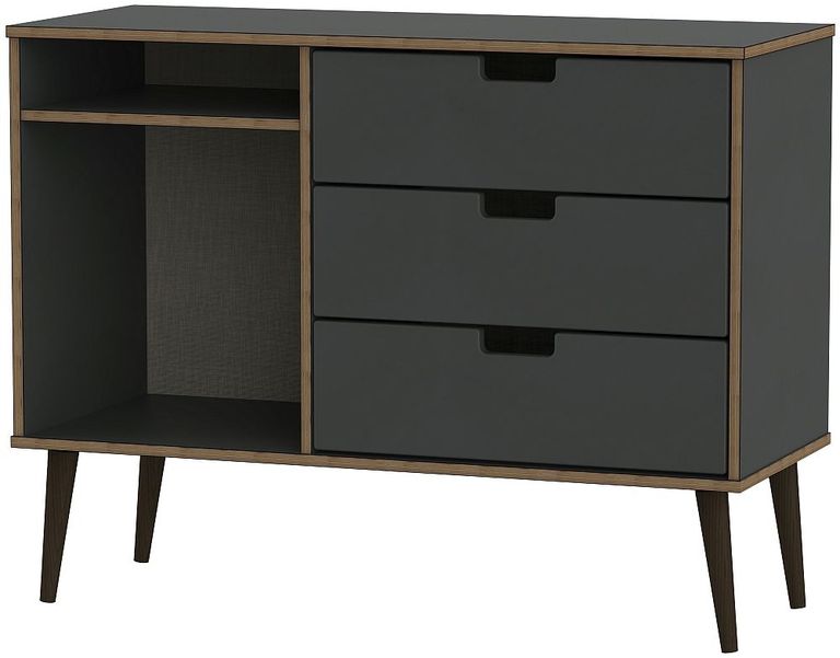 Shanghai Graphite 95cm TV Unit with Black Wooden Legs