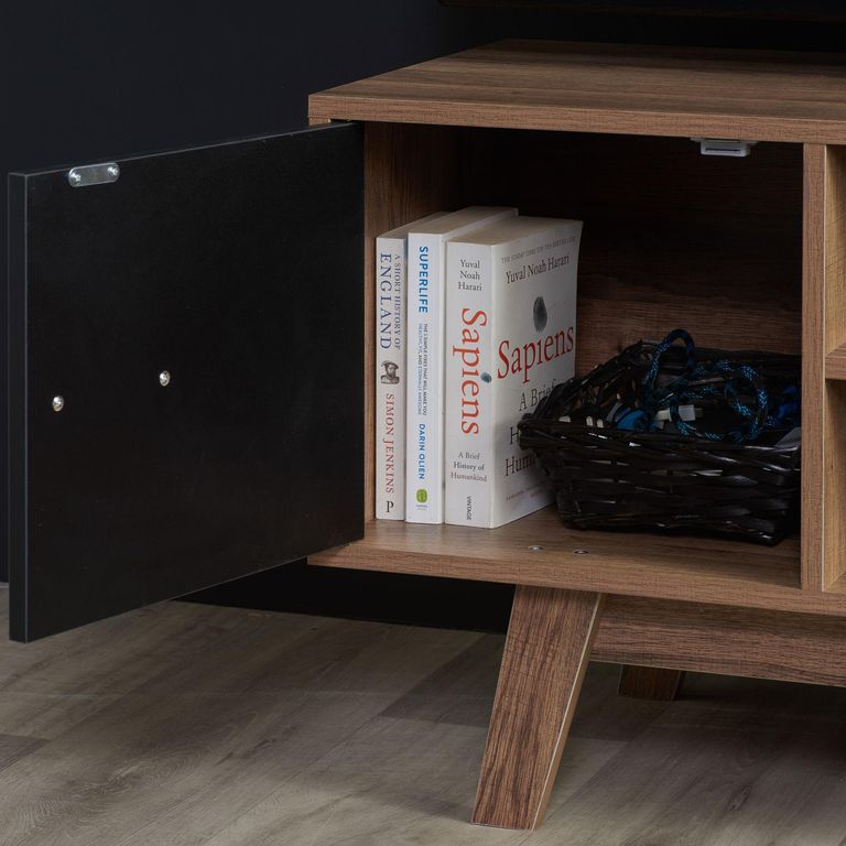 Shard 2 Door TV Unit - Walnut and Black