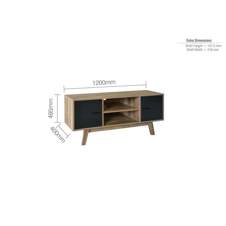 Shard 2 Door TV Unit - Walnut and Black