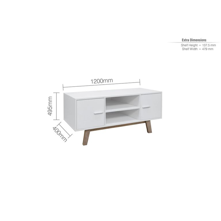 Shard 2 Door TV Unit - White and Oak
